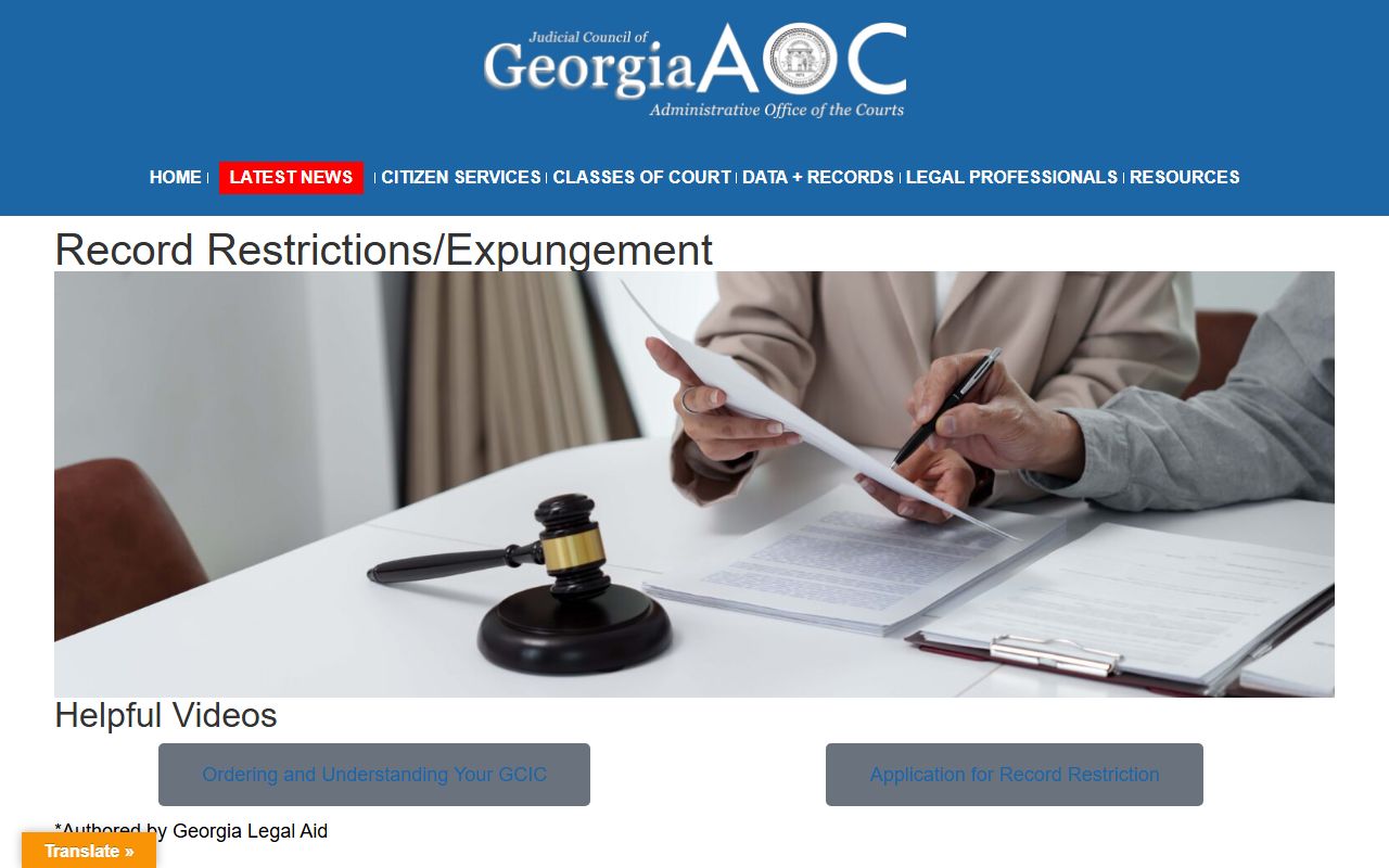Wheeler County criminal court records Georgia Courts restriction source