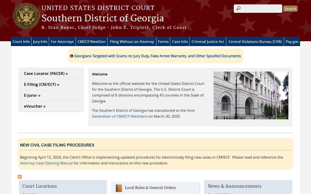 Wheeler County Superior Court Southern District of Georgia homepage