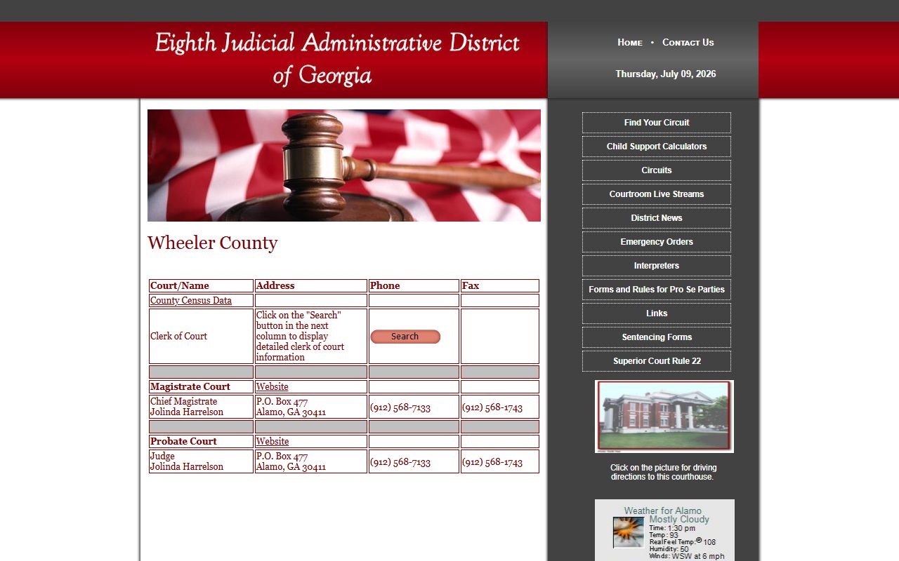 Wheeler County court records Eighth Judicial District directory