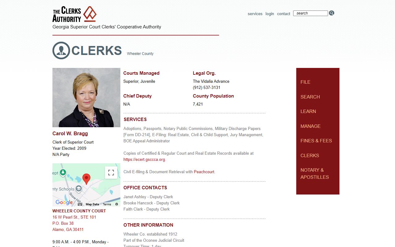 Wheeler County court records GSCCCA Clerk of Superior Court profile
