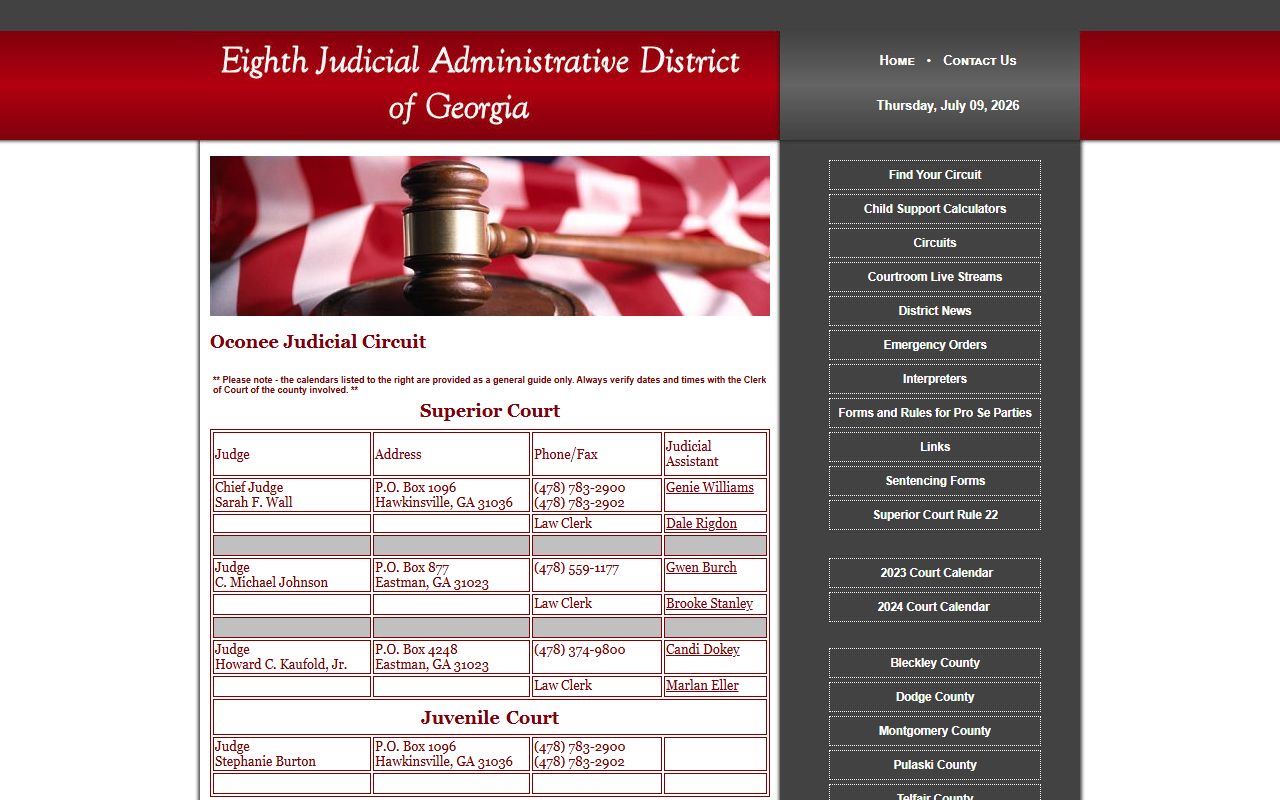 Wheeler County court records Oconee Judicial Circuit contacts