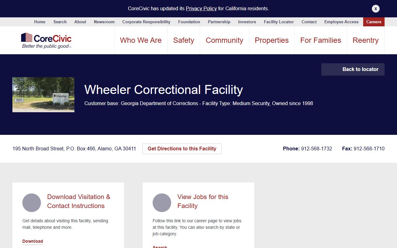 Wheeler County inmate records Wheeler Correctional Facility source