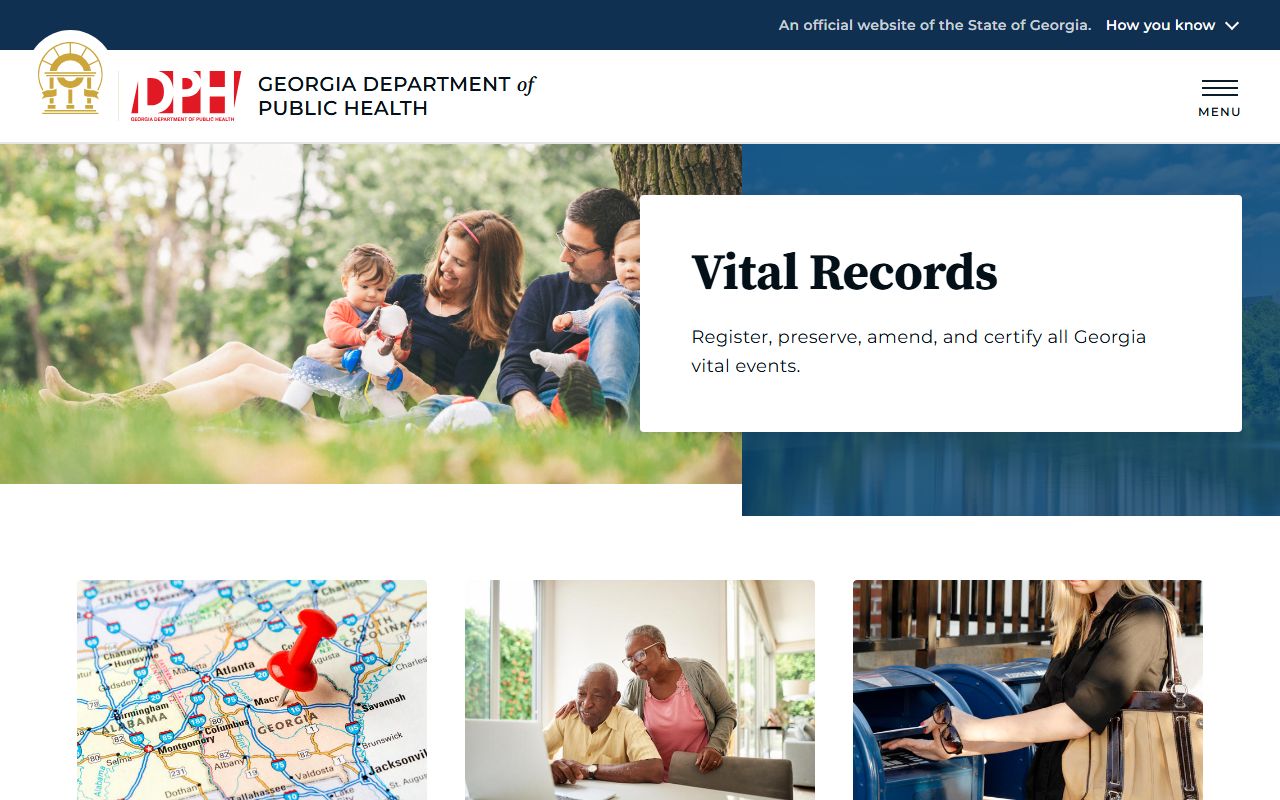 Georgia Department of Public Health Vital Records page
