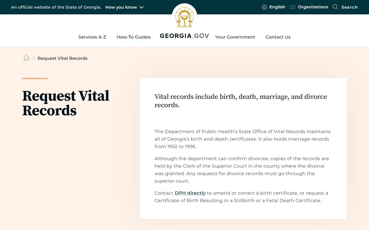 Georgia.gov vital records request guidance