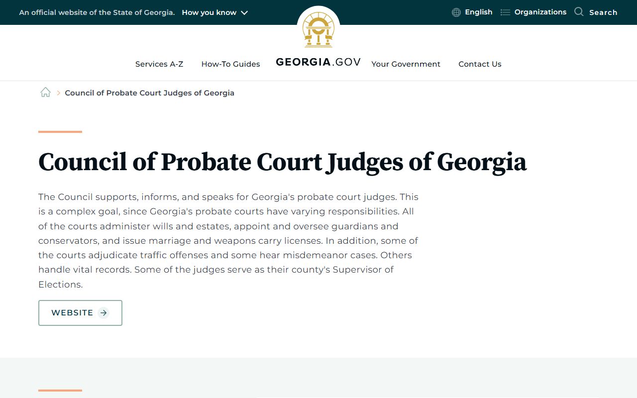 Georgia Council of Probate Court Judges overview for probate functions